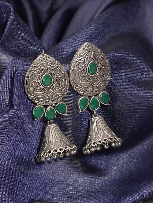 green brass jhumka earrings - 19755032 -  Standard Image - 0