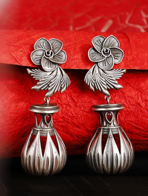 silver brass jhumka earring - 19755035 - Standard Image - 0