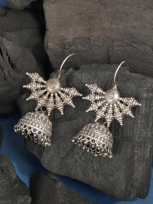 silver brass jhumka earrings - 19755042 - Standard Image - 0