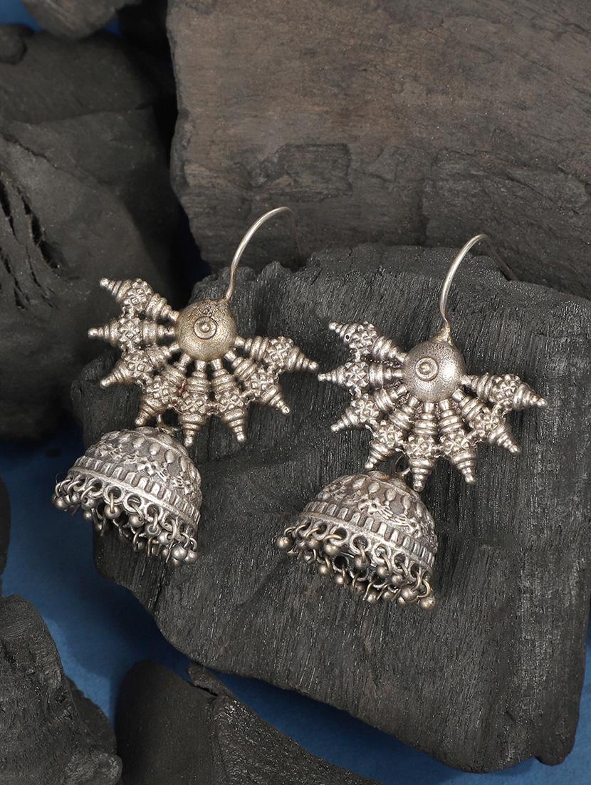 silver brass jhumka earrings - 19755042 - Zoom Image - 0