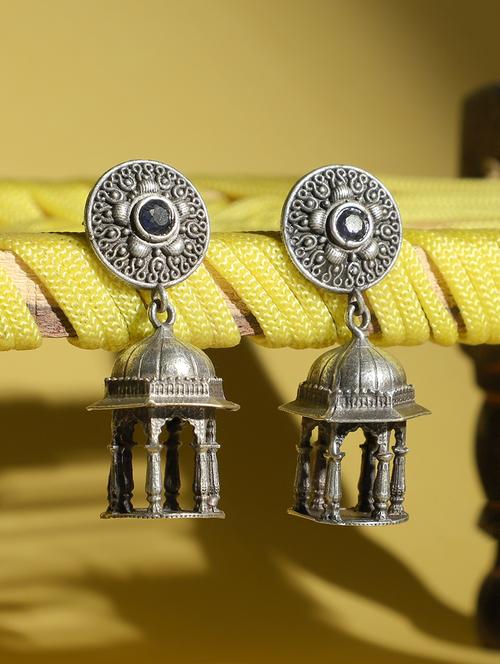 silver brass jhumka earrings - 19755044 - Standard Image - 0