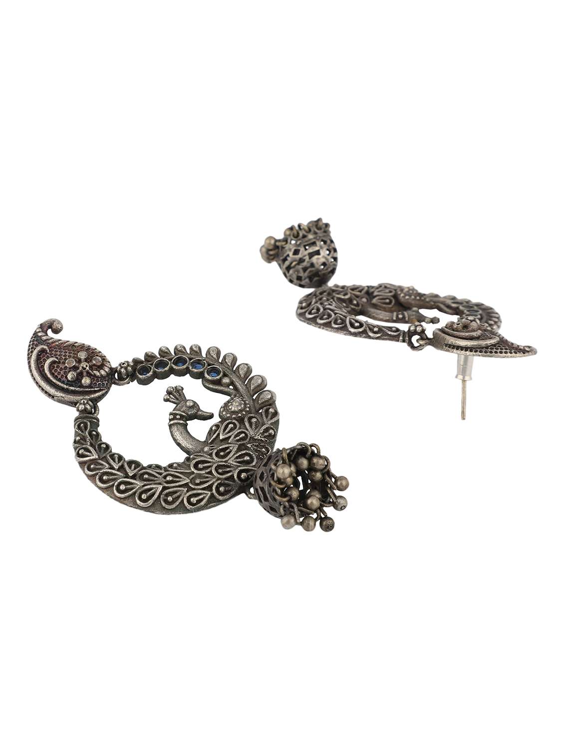Silver Brass Chandbali Earrings