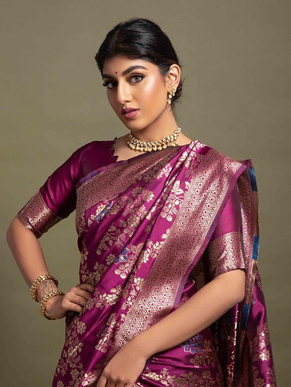 women's banarasi saree with blouse - 19755121 - Standard Image - 1