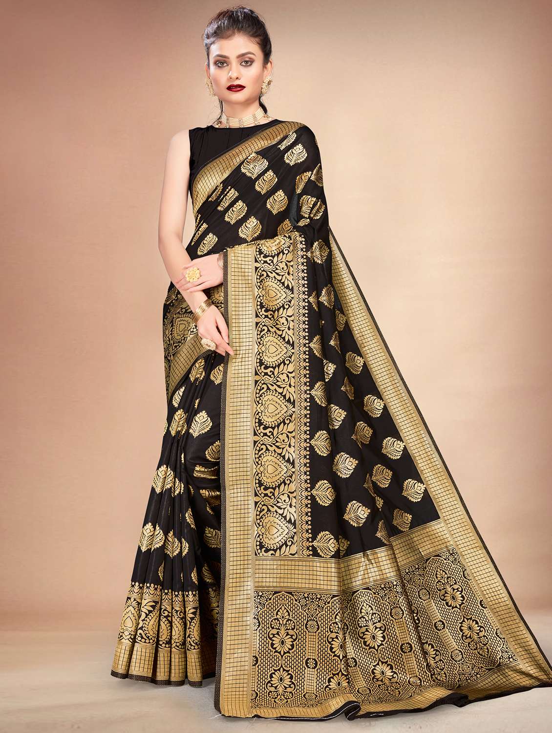 self designed woven saree with blouse