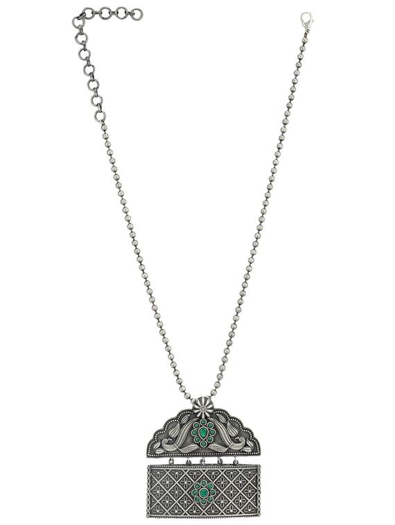sliver brass oxidised long necklace - 19755195 - Standard Image - 1