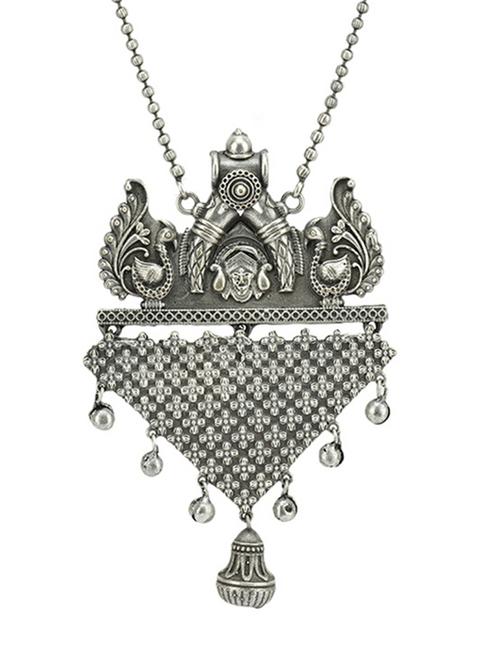 sliver brass oxidised long necklace - 19755196 -  Standard Image - 0