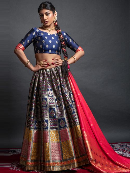 self designed woven flared lehenga - 19755296 - Standard Image - 0