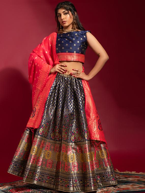 self designed woven flared lehenga - 19755303 -  Zoom Image - 0