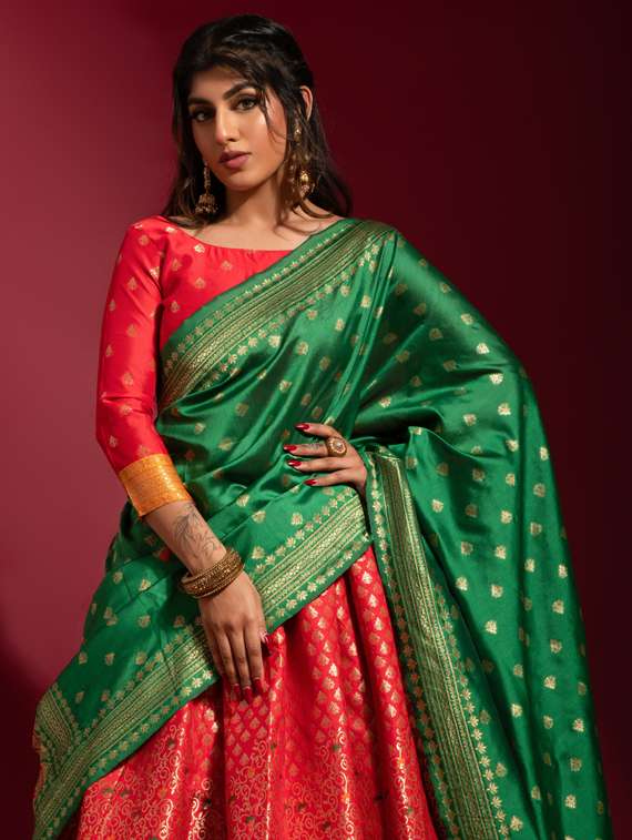 Self Designed Woven Flared Lehenga