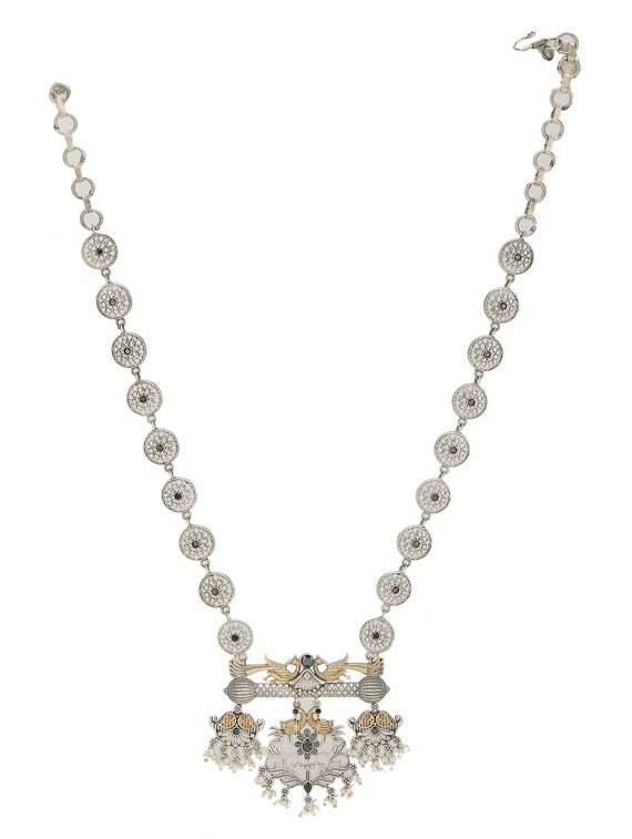 sliver brass oxidised necklaces and earring  - 19755318 -  Standard Image - 1