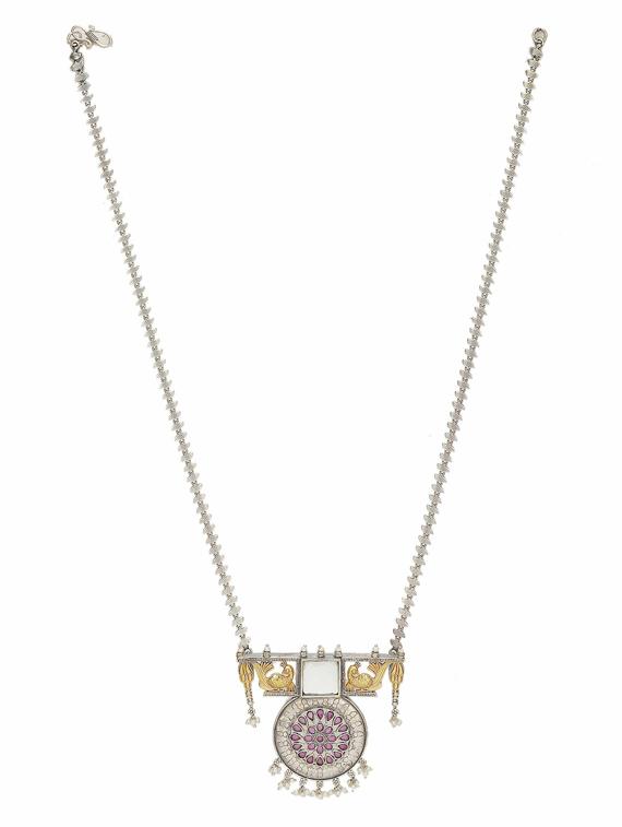 sliver brass oxidised long necklaces and earring - 19755330 - Standard Image - 1