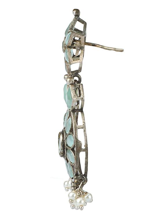 green stone brass oxidised necklaces and earring - 19755339 - Standard Image - 4