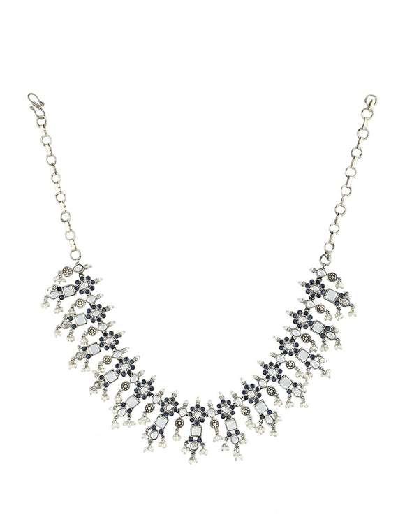 blue stone brass oxidised necklaces and earring - 19755341 - Standard Image - 1