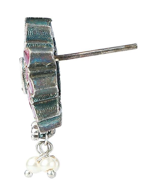 pink stone brass oxidised long necklaces and earring  - 19755342 -  Standard Image - 4