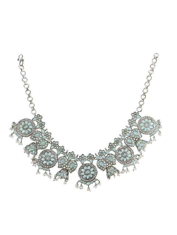 silver brass necklace and earrings - 19755343 -  Standard Image - 1