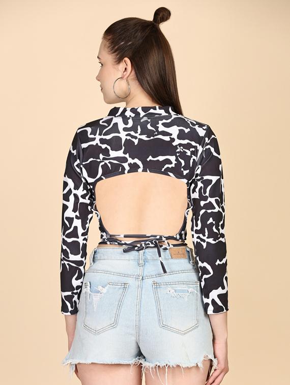 black printed crop top - 19755482 - Standard Image - 1