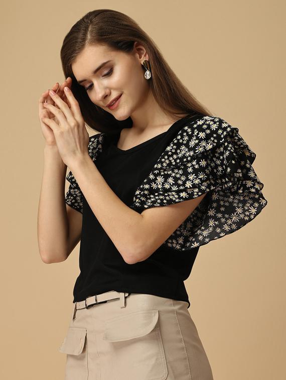 black solid regular top - 19755513 - Standard Image - 1
