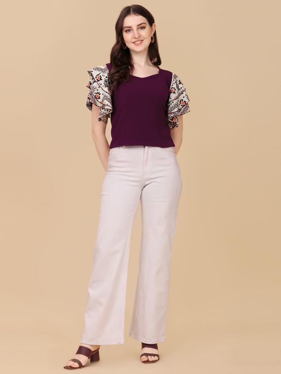 printed viscose regular top - 19755851 - Standard Image - 4