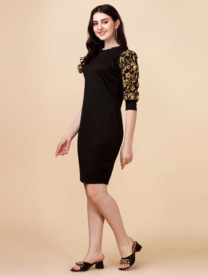 women printed puff sleeves bodycon dress - 19755964 -  Standard Image - 1
