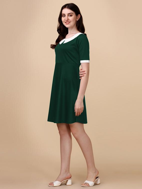 green solid a-line dress - 19755968 - Standard Image - 1