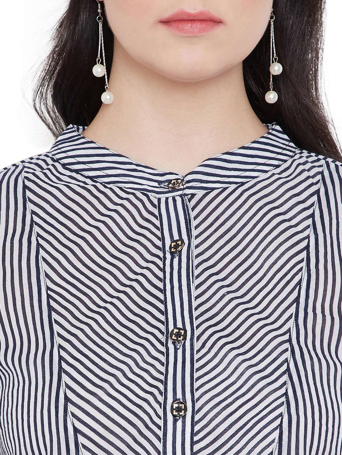 white striped a-line tunic - 19756386 -  Standard Image - 4