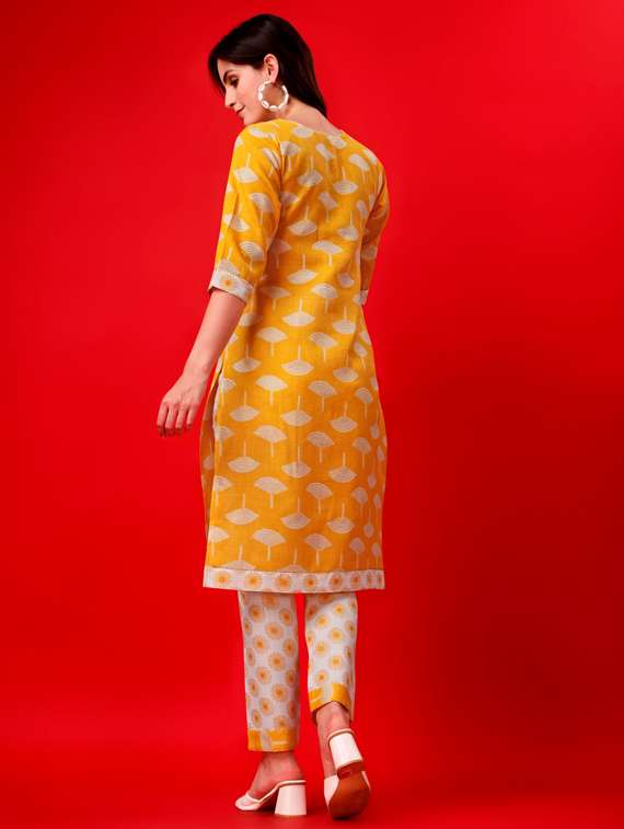 yellow printed kurta pant set - 19756493 -  Standard Image - 1