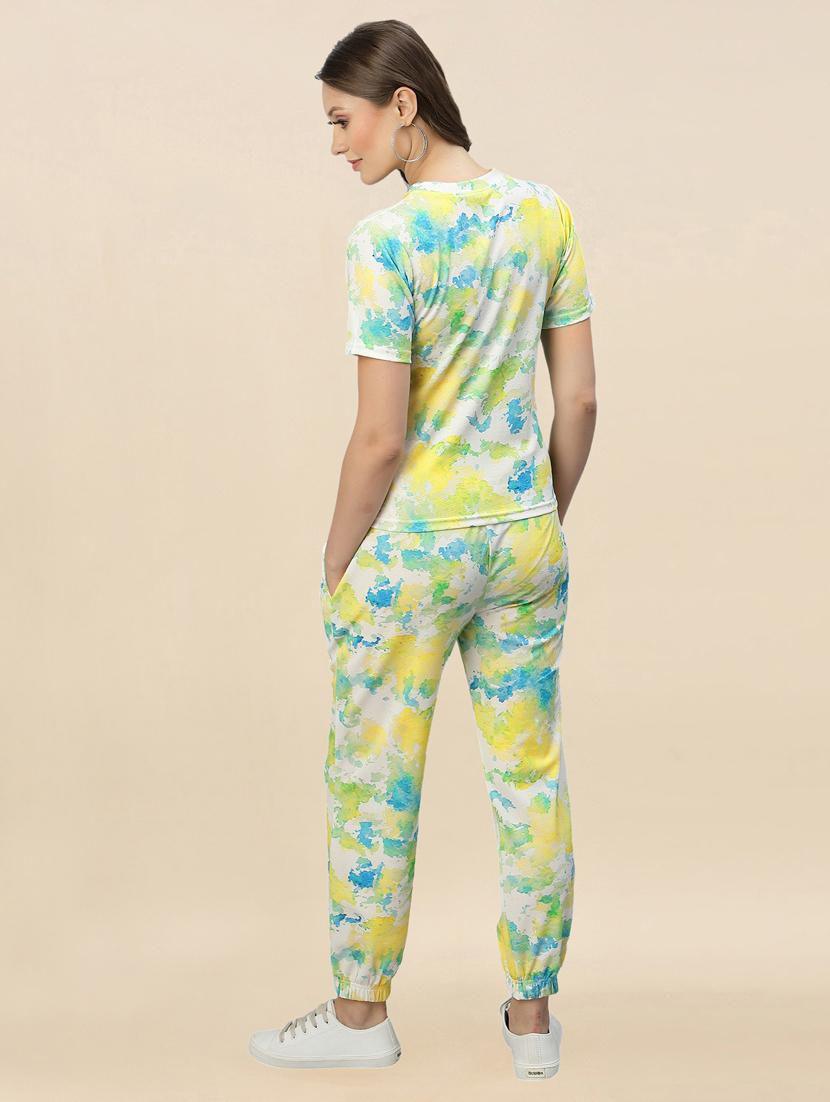 women round neck tie-dyed top and pyjama set  - 19756639 -  Standard Image - 1