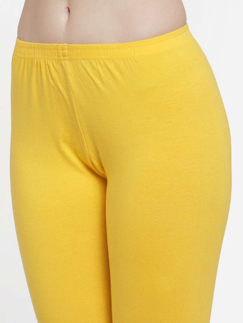 yellow cotton lycra leggings - 19756646 - Standard Image - 4
