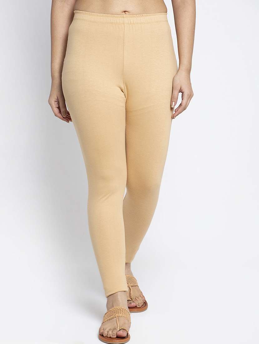 beige cotton lycra leggings