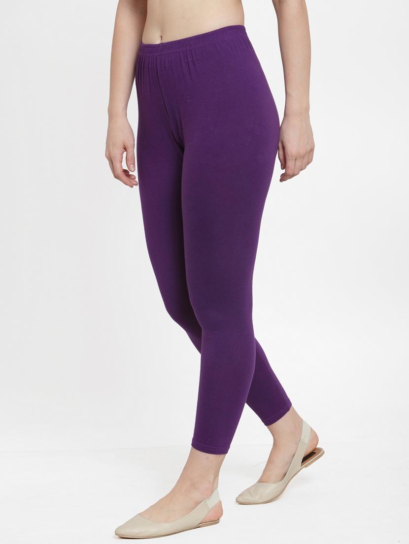 purple cotton lycra leggings - 19756655 - Standard Image - 1