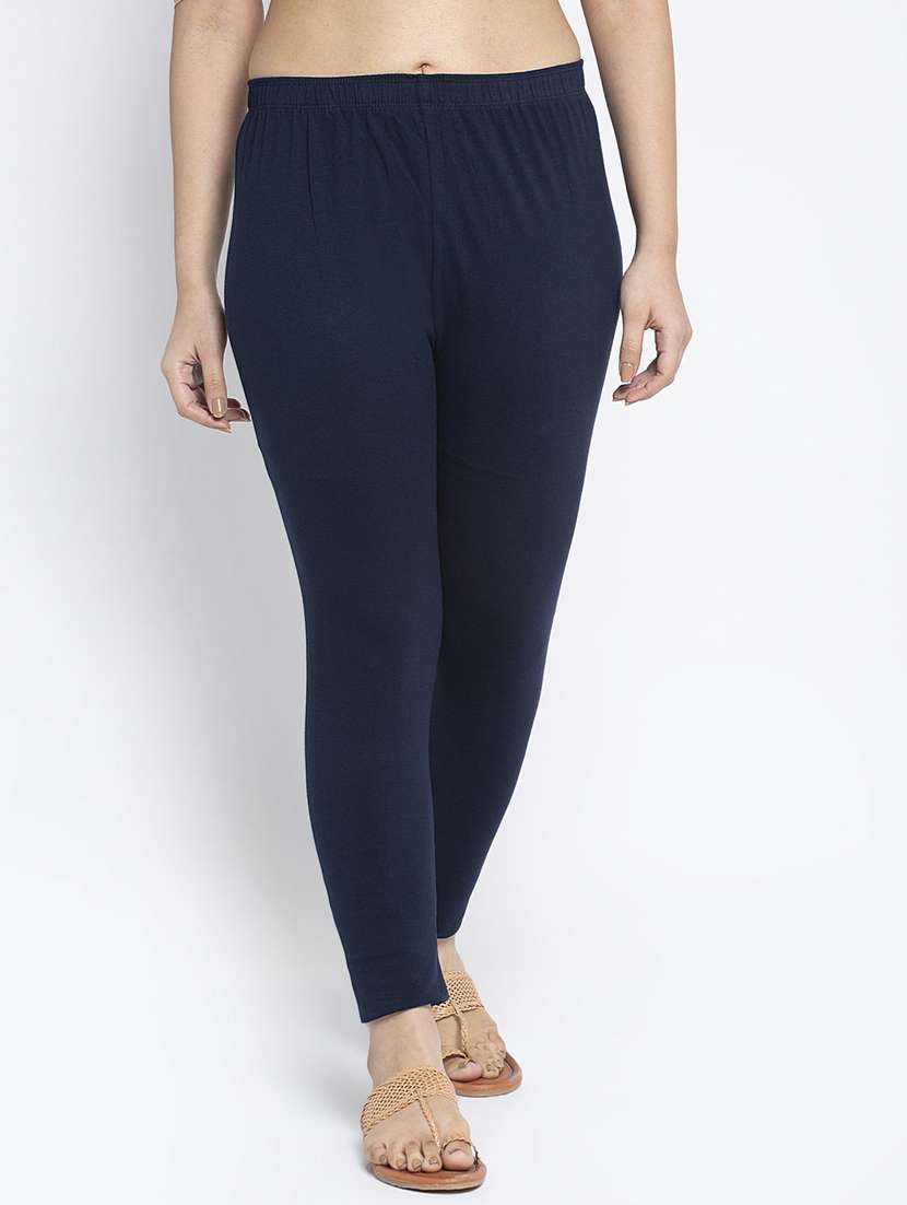 navy blue cotton lycra leggings - 19756656 -  Zoom Image - 0