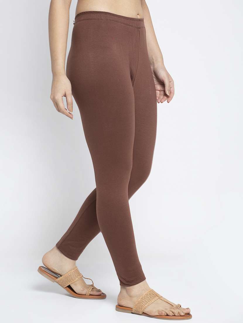 brown cotton lycra leggings - 19756657 -  Standard Image - 1