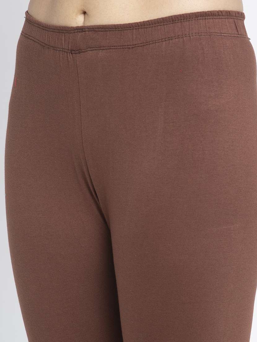 brown cotton lycra leggings - 19756657 -  Standard Image - 4