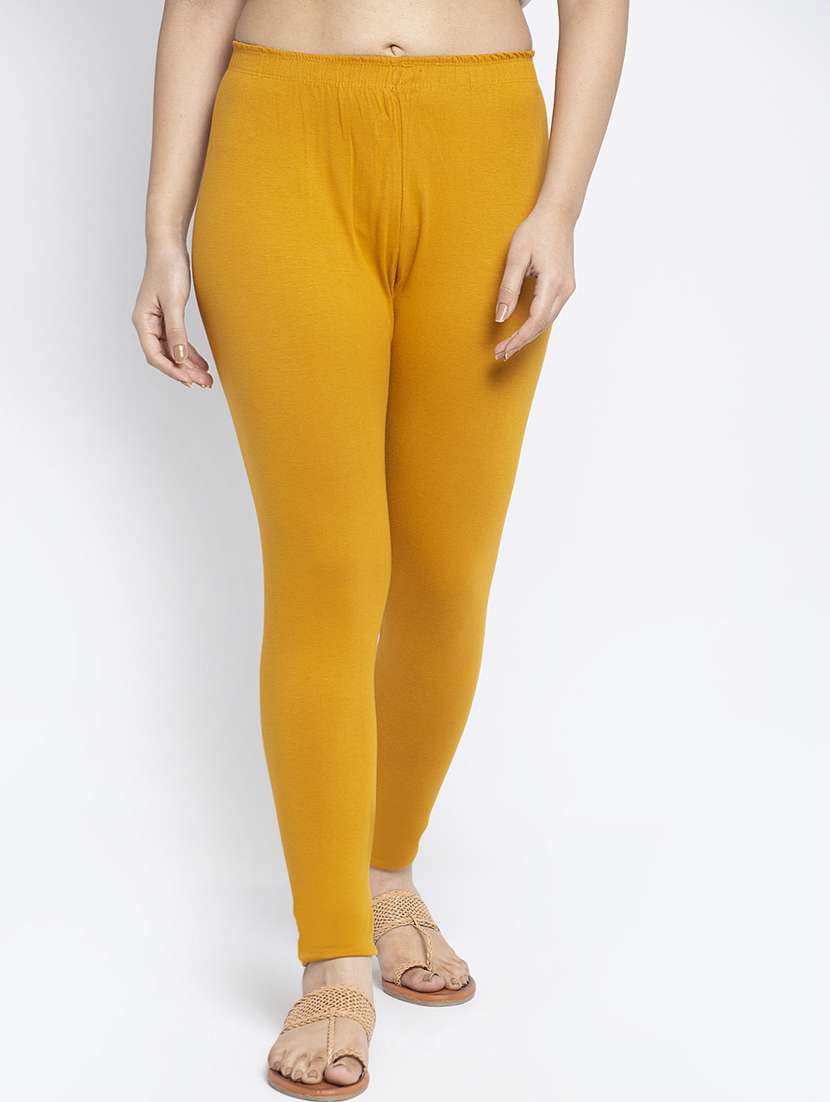 yellow cotton lycra leggings - 19756660 -  Zoom Image - 0