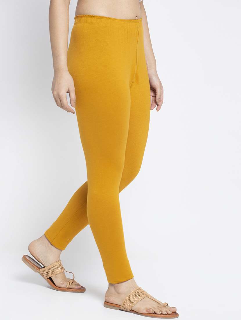yellow cotton lycra leggings - 19756660 - Standard Image - 1
