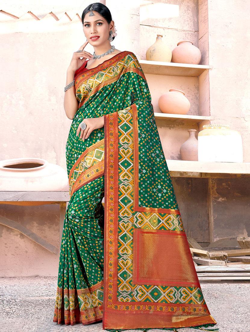 women's self design green colored saree with blouse - 19757163 - Zoom Image - 0