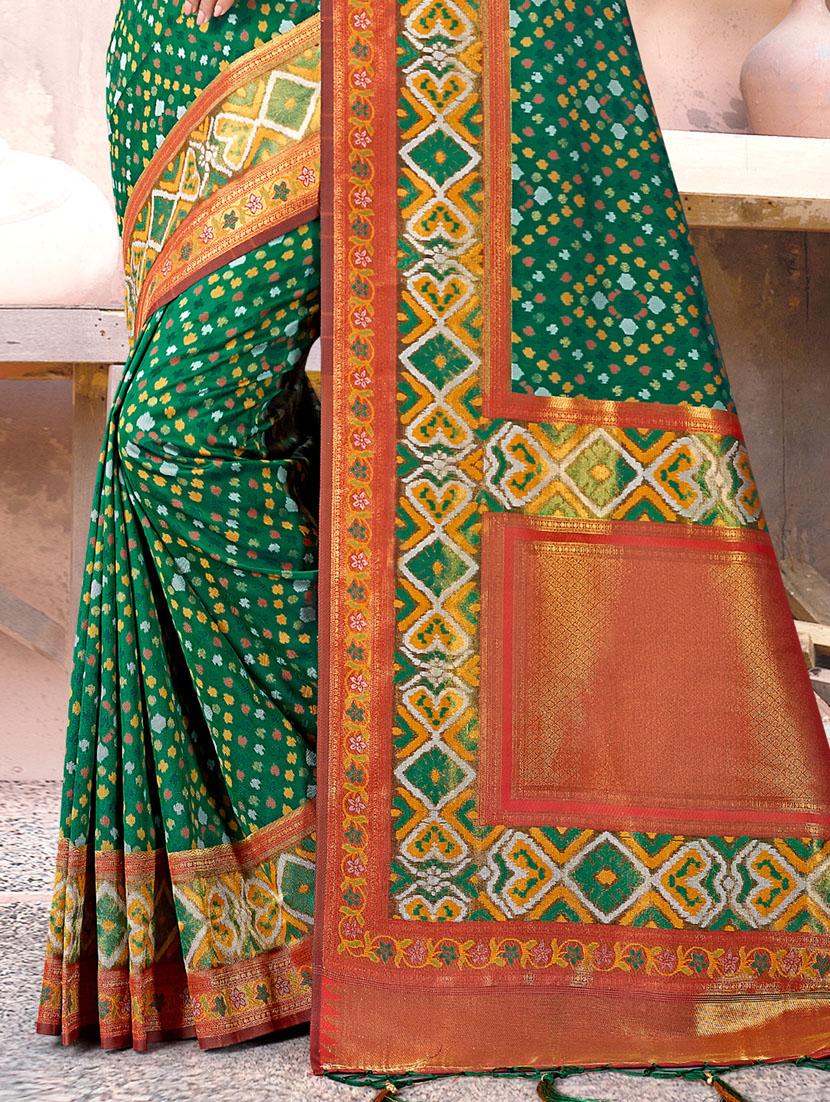 women's self design green colored saree with blouse - 19757163 - Standard Image - 1
