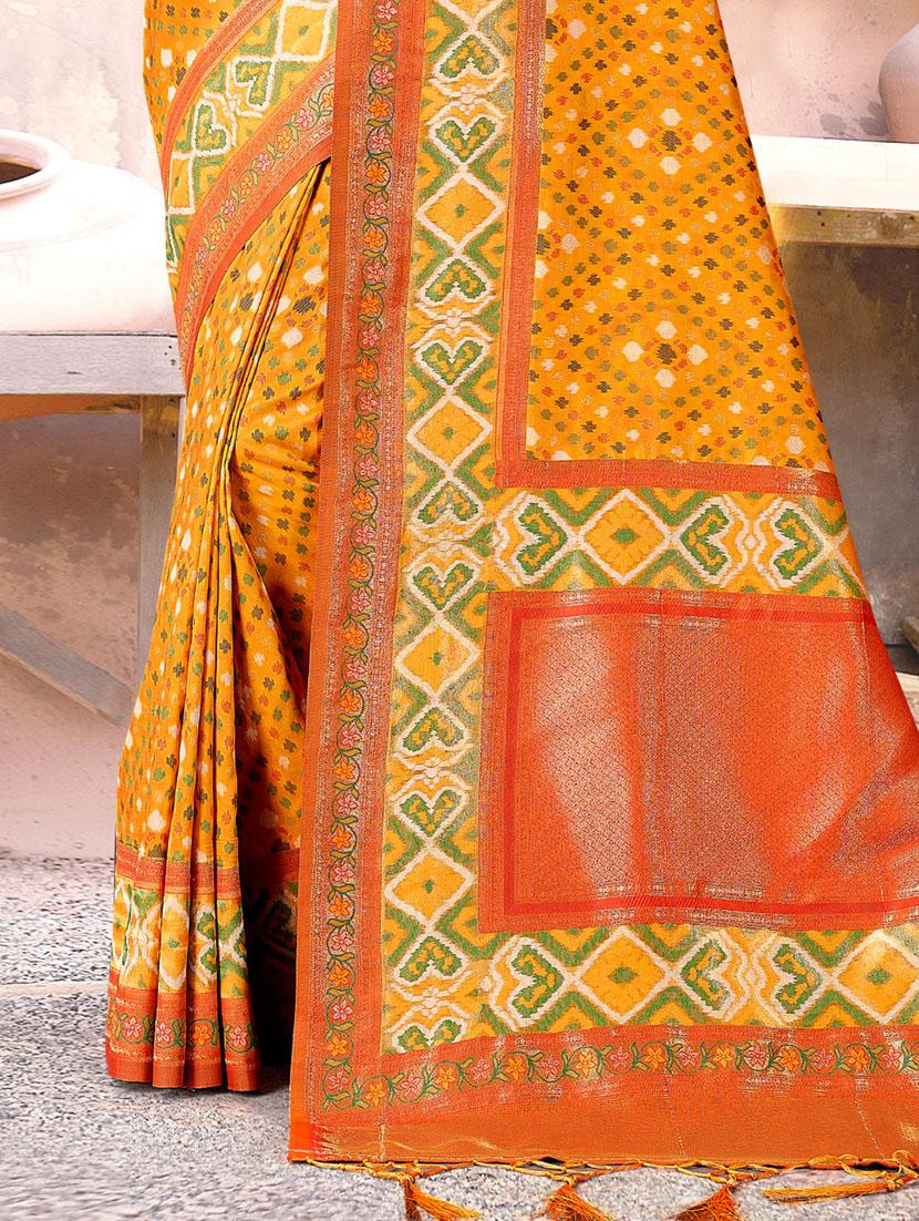 women's self design yellow colored saree with blouse - 19757164 - Standard Image - 1