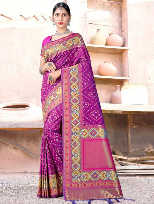 women's self design purple colored saree with blouse - 19757165 - Standard Image - 0