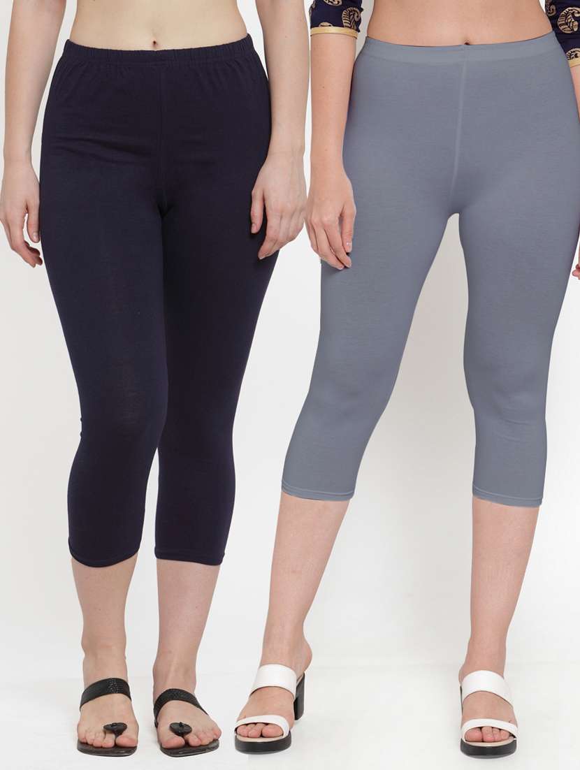 pack of 2 solid capri leggings 