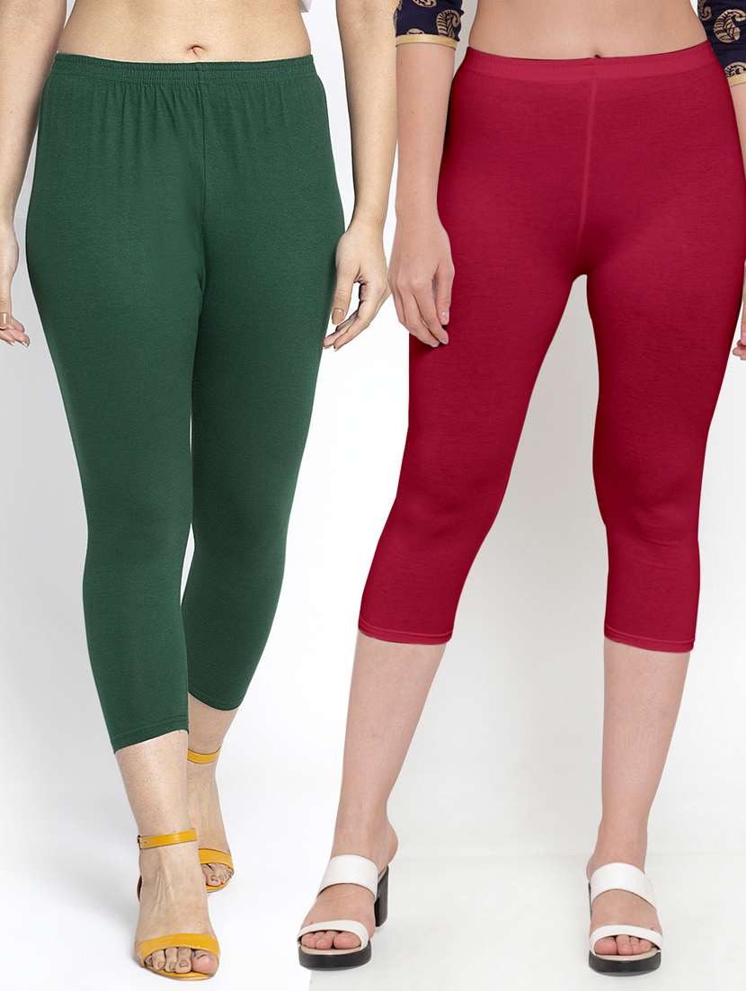 pack of 2 solid capri leggings 