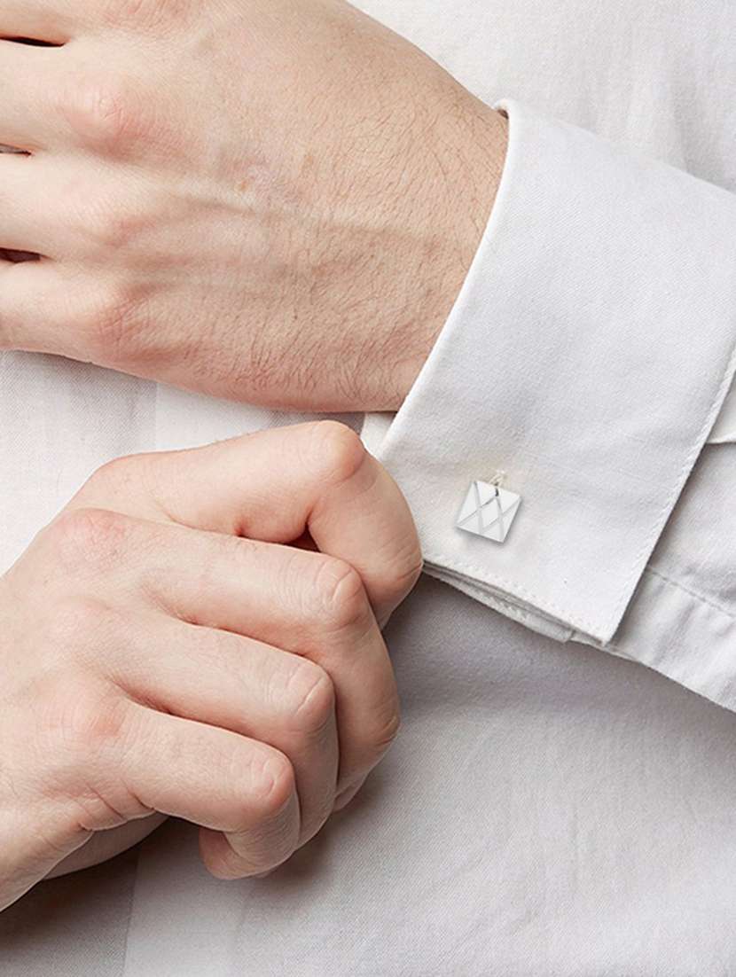white metal cufflink - 19761313 - Standard Image - 1