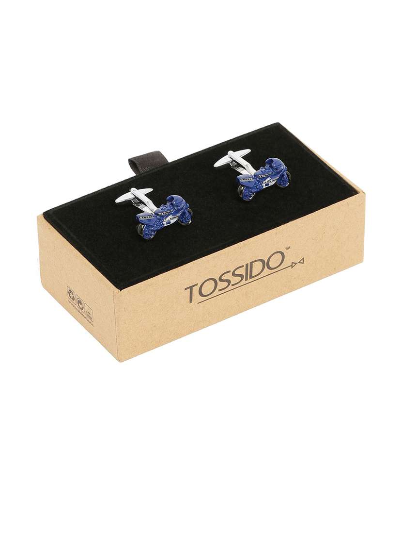 blue metal cufflink