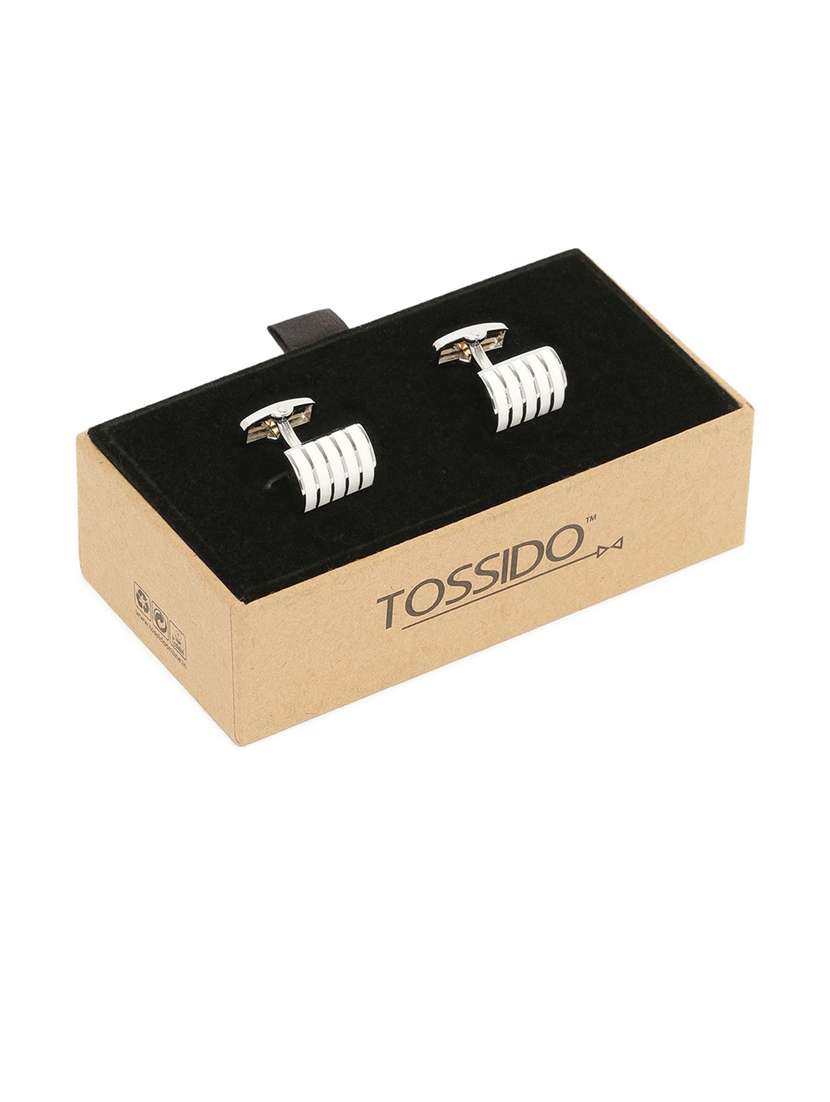 white metal cufflink