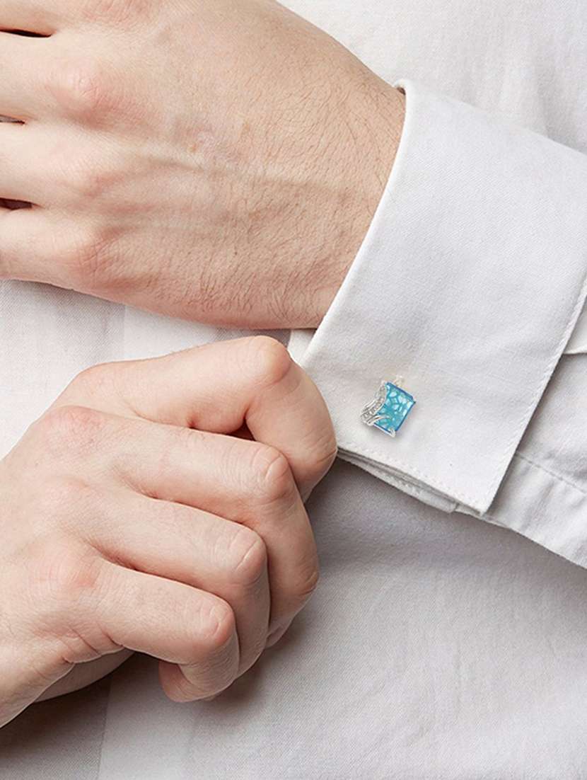 blue metal cufflink - 19761343 -  Standard Image - 1