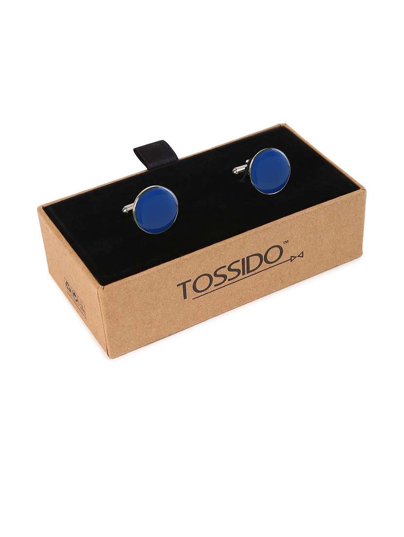 blue metal cufflink