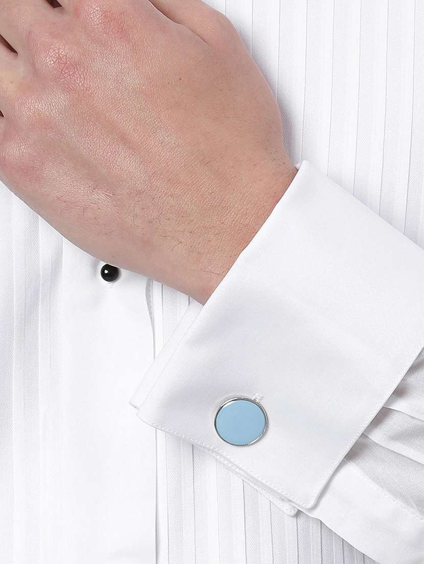 blue metal cufflink - 19761421 -  Standard Image - 1