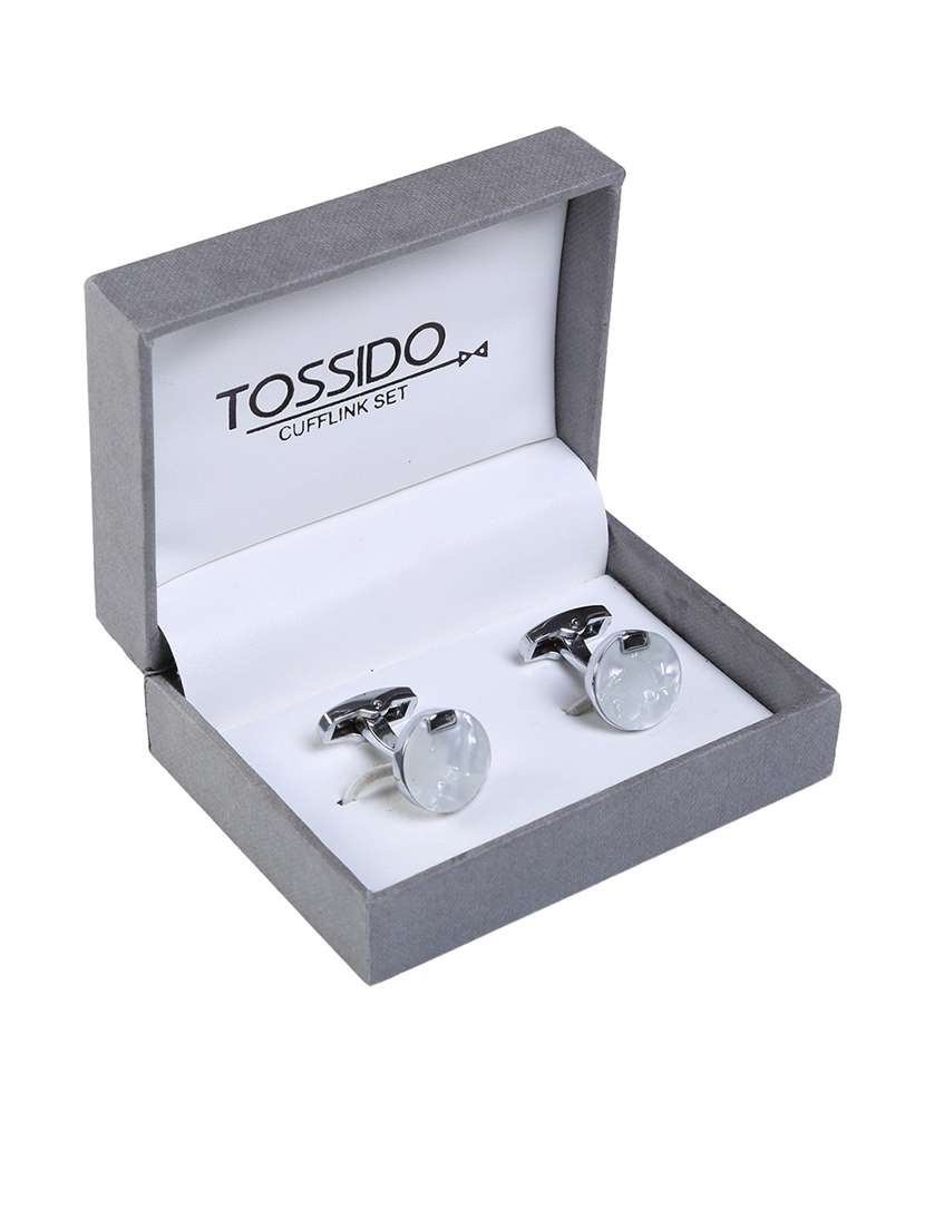 white metal cufflink