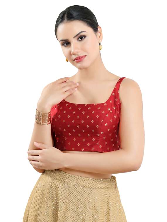 red art silk printed blouse