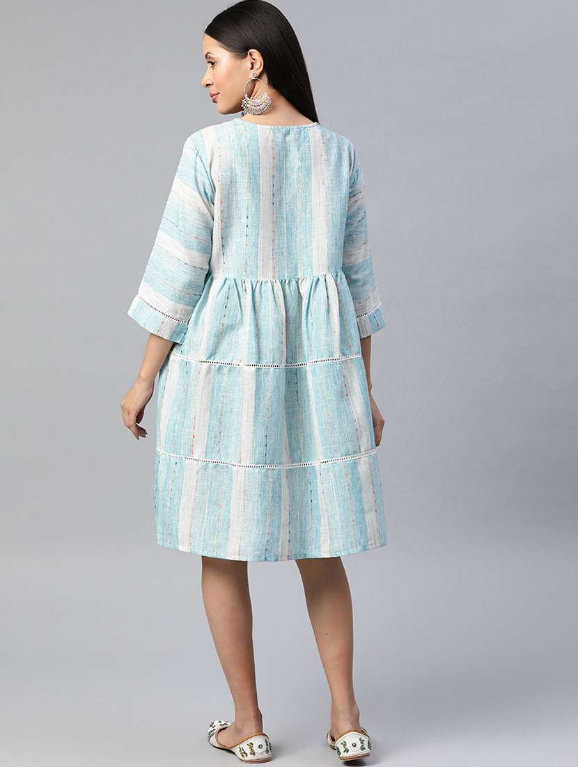 blue flared ethnic dress - 19763463 -  Standard Image - 1